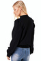 Women's Black V-Neck Collar Pleated Detail Elastic Waist Cuffed Blouse Arm-26K001020 - 4