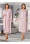 Women's Pink Special Design Princess Sleeve Lace Cotton Maternity Nightgown Set (Effortt) - 2