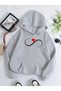 Forever Heart Fashion Print Design Trend Oversize Hooded Sweatshirt