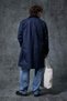 Men's Relax Fit Velvet Collar Detailed Long Trench Coat Navy Blue - 7
