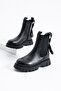 Rachel Women's Elastic and Zippered Genuine Leather Boots Black - 4