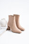Ryan Women's Zippered Casual Heeled Boots Beige - 3