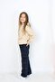 Girl's Jean Cargo Pocket Denim Pants Sweatshirt Set - 2
