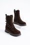 Raven Women's Buckle Detailed Genuine Leather Boots Brown Suede - 4