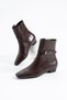 Oscar Women's Buckle Detailed Short Heeled Boots Brown - 3