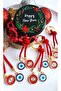 5-Piece Evil Eye Beaded Red Keychain in a New Year's Gift Metal Box - Length 10.5 cm - 2