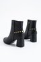 Torre Women's Buckle Detailed Zippered Heeled Boots Black - 4