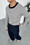 Navy Blue Premium Striped Buttoned Collar Long Sleeve T-Shirt - 3