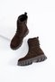 Raven Women's Buckle Detailed Genuine Leather Boots Brown Suede - 5