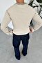 Beige Premium Striped Buttoned Collar Long Sleeve T-Shirt - 3