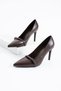 Zarte Women's Stiletto Buckle Detailed Heeled Shoes Brown - 4