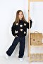 Girl's Jean Cargo Pocket Denim Pants Sweatshirt Set - 3