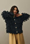 Fringed Knitwear Jacket Anthracite - 5