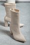 Women's Back Zippered Suede Stone Stylish Heeled Women's Boots & Boots