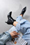 Sophia Women's Zippered Genuine Leather Heeled Boots Black - 2