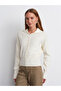 10816 Wool Blend Buttoned Knit Sweater-Ecru - 3