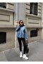 Women's Stand Collar Pocketed Loose Fit Denim Jacket - 3