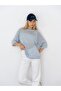 Relaxed Knit Half-Sleeve Sweater – Light Blue - 5