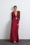 Sayora Long Sleeve Burgundy Evening Dress with Accessories