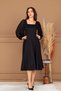 Crepe Sleeves Tulle Detail Midi Dress - Black
