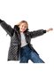 Girl's Quilted Model Coat with Detachable Hood, Lined Inside, Skirt Part with Zipper, Shiny Black Color - 6