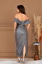 Beaded Tulle Strapless Pencil Long Dress - Gray - 8