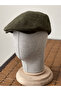 Winter London Model Wool Fabric Unisex Flat Pocket Khaki Green Cap Hat (Elastic) - 2