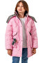 Girl's Quilted Model Zipper Closure Detachable Hood Lined Teddy Bear Accessory Pink Color Coat