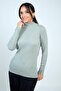 Women's Turtleneck Basic Ribbed Sleeves Button Detailed Sweater - 3