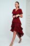 Women's Double Breasted Collar Back Zipper Katkat Pleated Chiffon Dress