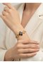 Gold Color Black Zircon Stone Italian Clover Model Women's Steel Handcuff Bracelet - 2