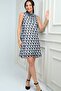 Women's Degaje Collar Lined Patterned Short Chiffon Dress - 3