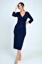 Women's Double Breasted Collar Buckle Detailed Slit Midi Dress