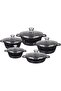 10-Piece Granite Cookware Set Black 32/28/24cm