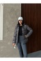 Women's Gold Foil Printed Puffer Coat 25113 - 5