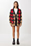 Baklava Patterned Oversize Knit Cardigan Lrw0008 Black Biscuit - 2