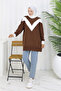 Patterned Knitwear Tunic S3017 Brown - 3