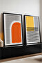 Wooden Black Framed 2 Piece Set Painting Huhu51 - Double Painting Set Black Frame