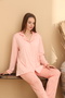 Star Patterned Salmon Women's Pajama Set