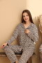Leopard Patterned Buttoned Women's Pajama Set