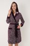 Women's Hooded Soft Textured Home Bathrobe Cotton & Velvet / Pink - Purple 3489 - 7