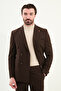 Straight Slim Fit Wide Collar Punto Stitching Double Breasted Men's Suit Dark Brown - 45421.25K - 4