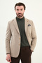Plain Slim Fit Wool Men's Jacket with Pocket Detail and Handkerchief Detail Beige - 44316.25K