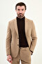Straight Slim Fit Mono Collar Pocketed Trousers Elasticated Men's Suit Beige - 45411.25K