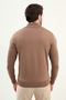 Plain Slim Fit Zippered Half Fisherman Men's Knitwear Sweater Milk Coffee - 11561.25K - 3