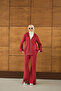 Women's Zipper Detailed Double Suit Red - 3