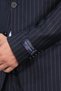 Slim Fit Mono Collar Striped Navy Wool Suit - 3