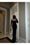 Velvet Stretchy Fabric Strapless Front Stone-Embellished Slit Evening Dress 583129 BLACK - 3