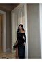Velvet Stretchy Fabric Strapless Front Stone-Embellished Slit Evening Dress 583129 BLACK - 2