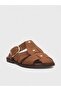 Women's summer flat slippers - 600 2501 - brown suede - 2